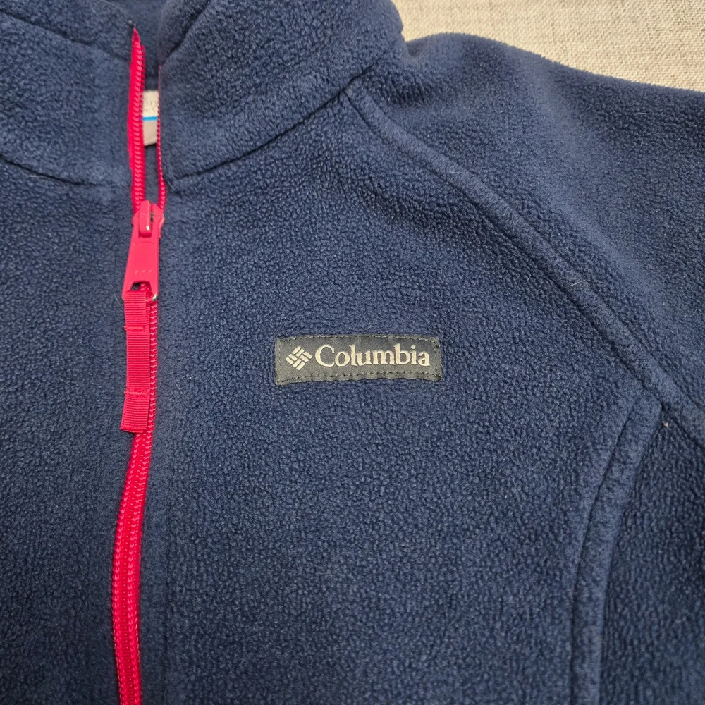 Columbia Fleece Jacket - Navy Blue w/ Hot Pink Zip (Youth M 10/12)